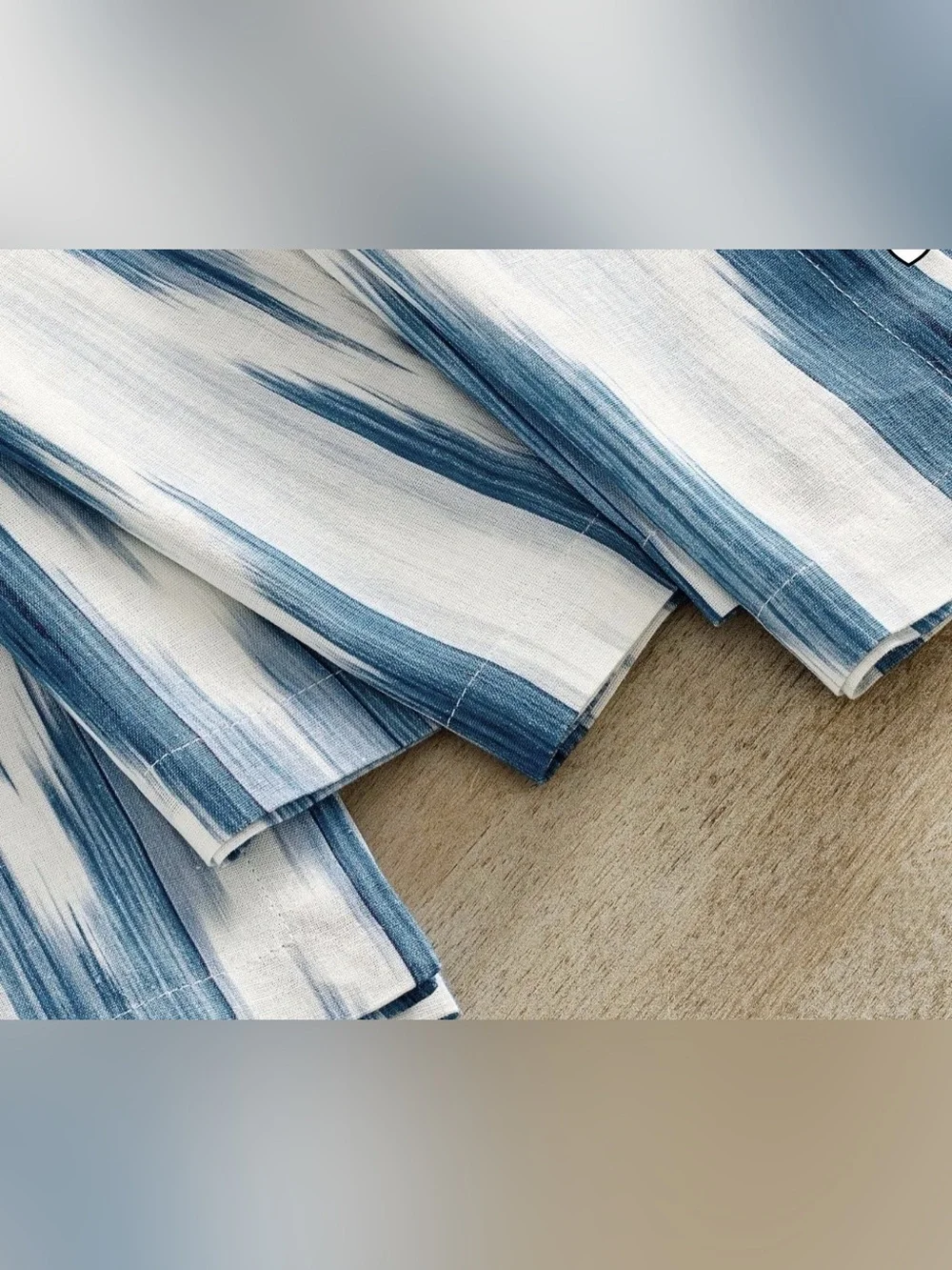 Pottery Barn Blue and White Brushstroke Cotton Napkins - Set of 4
